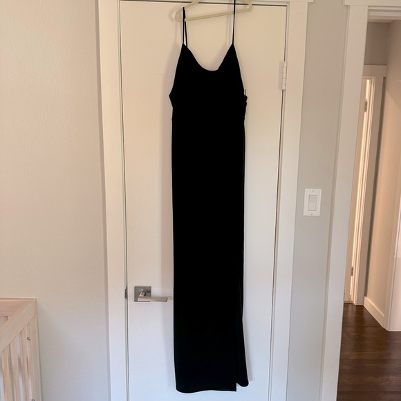 Club L London long maxi dress in black side slit Size 10  LBD little black dress - Picture 6 of 8